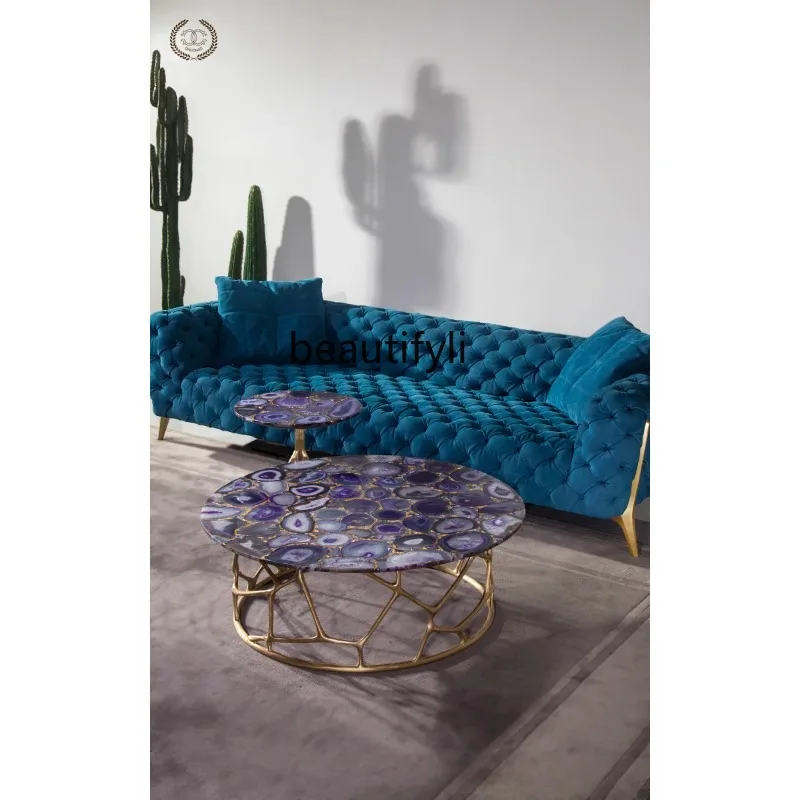 Кофейный столик из агата светильник роскошный камень натуральный калаката