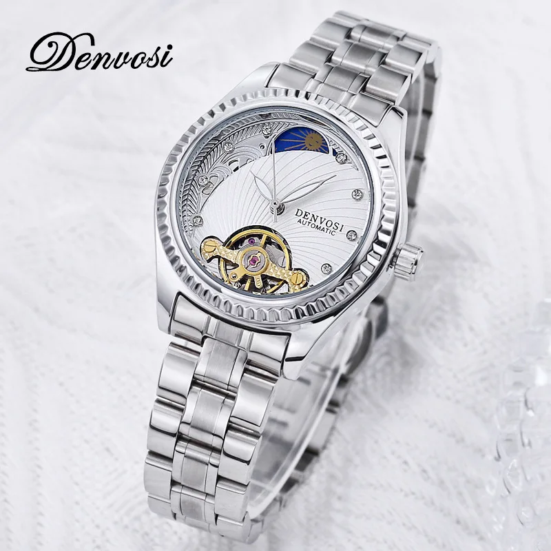 BENVOSI 2023 New Luxury Business Fashion Watches for Women Moon Phase Waterproof Luminous Steel Wristwatch Bracelet reloj mujer