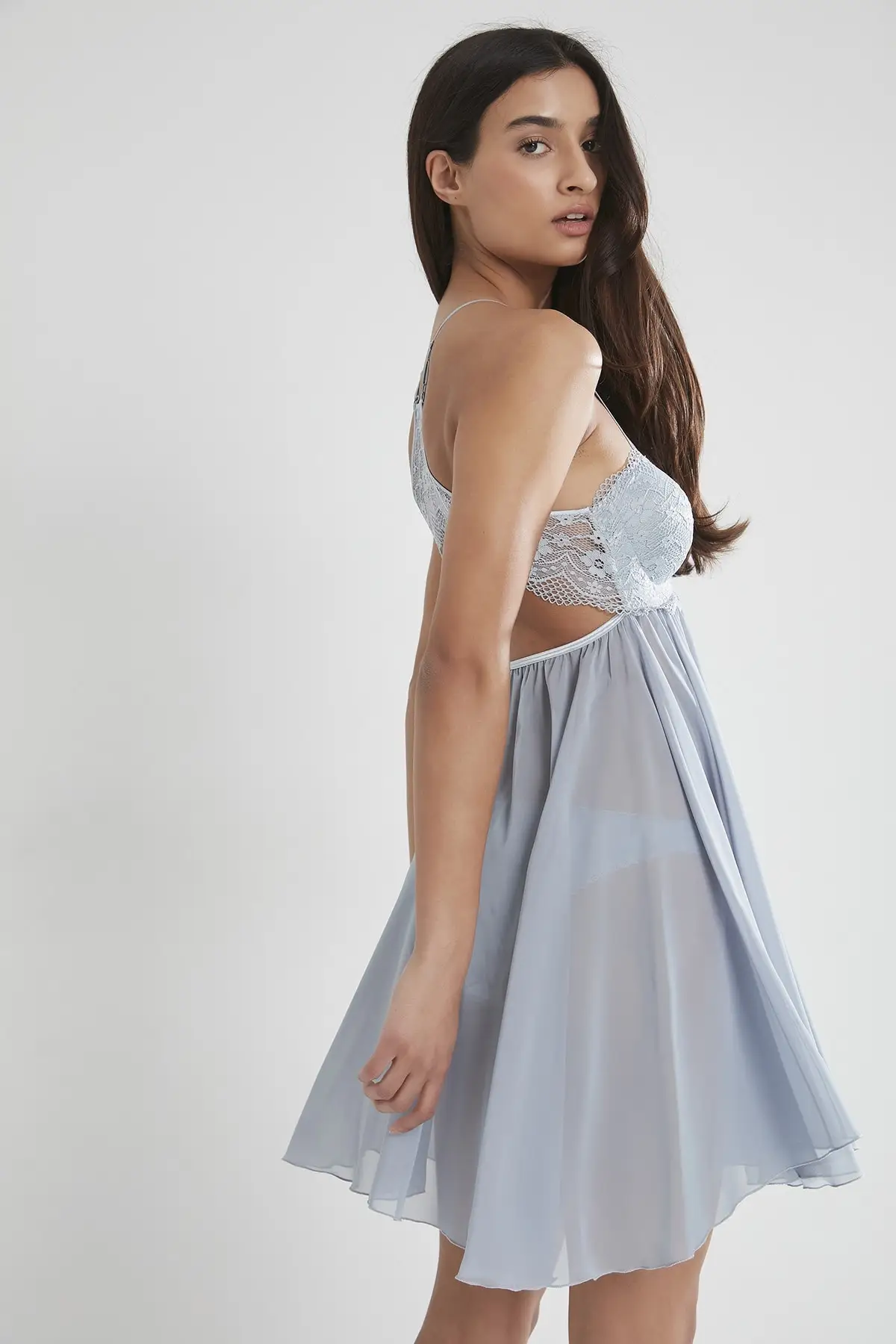 

Women Ruched Chiffon Nightly Sexy Nightgown