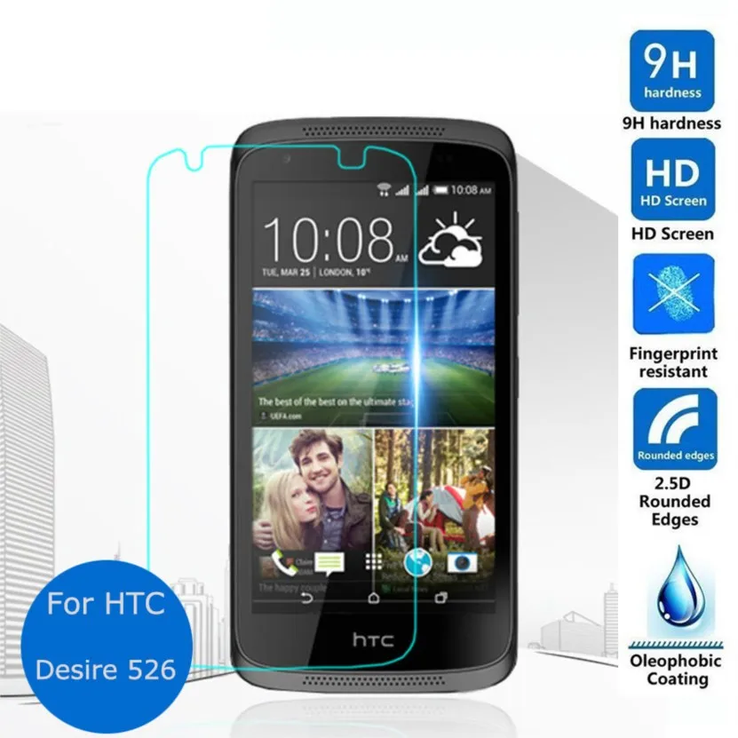 Для htc desire 526 4g lte закаленное стекло пленка 0,26 мм 9h hd прозрачная защитная пленка для экрана на 526g + dual sim d526h