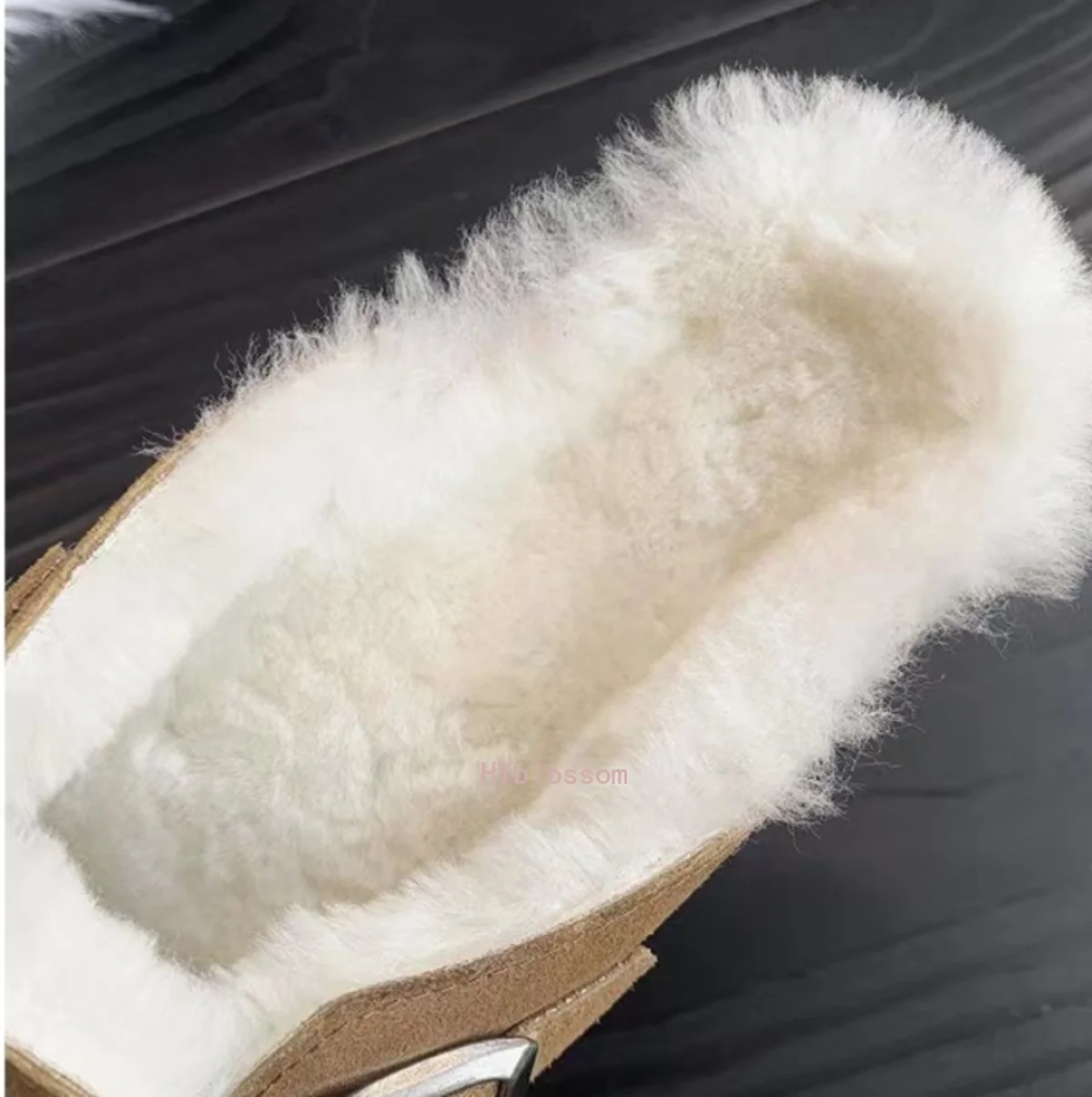 Women Suede Leather Round Toe Slippers  Casual Fur Inside Warm Winter Flat Hees Sandals Woman Plush Slides Women Plus Size