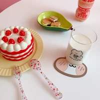 cartoon 1 pc silicone dining table placemat coaster kitchen accessories mat cup bar mug cartoon animal drink pads 2022 new