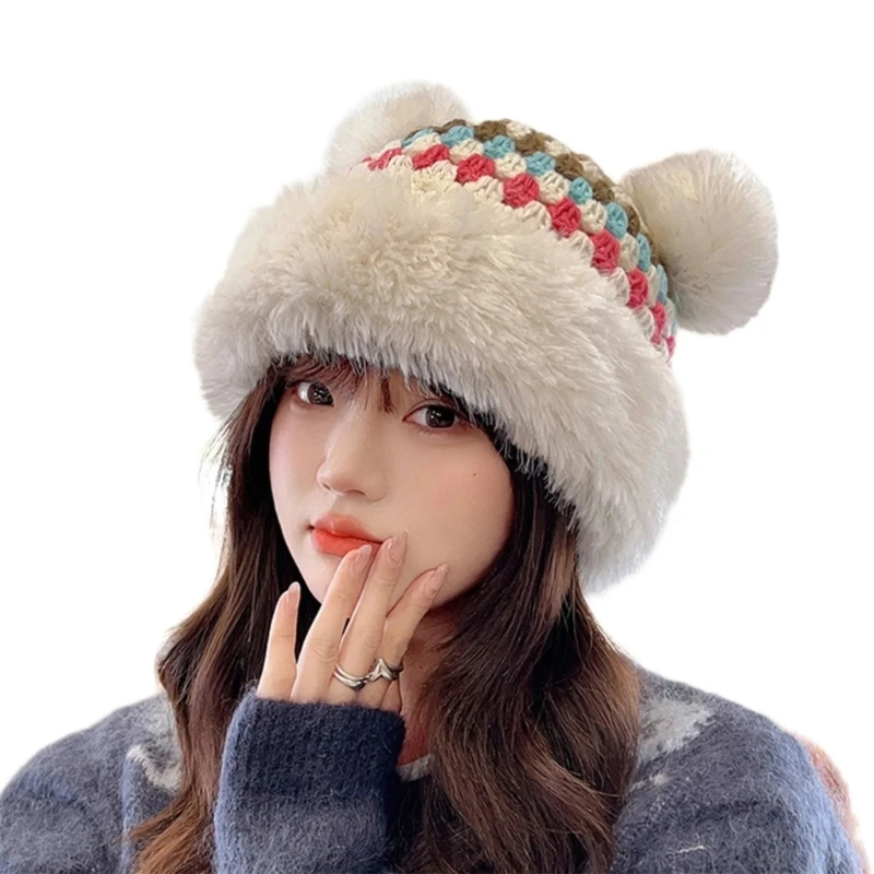 Унисекс шапка с плюшевым мишкой плюшевая утолщенная для холодной погоды теплая