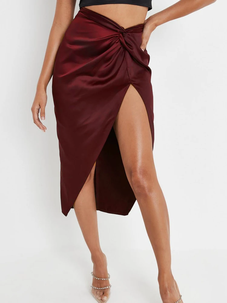 Однотонная Базовая элегантная трапециевидная черная пикантная Женская юбка с