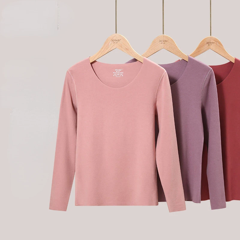 

Autumn Clothes Line Clothes Thermal Tops Single Piece Plus Velvet Thick Thermal Underwear Female German Velvet Seamless Fever