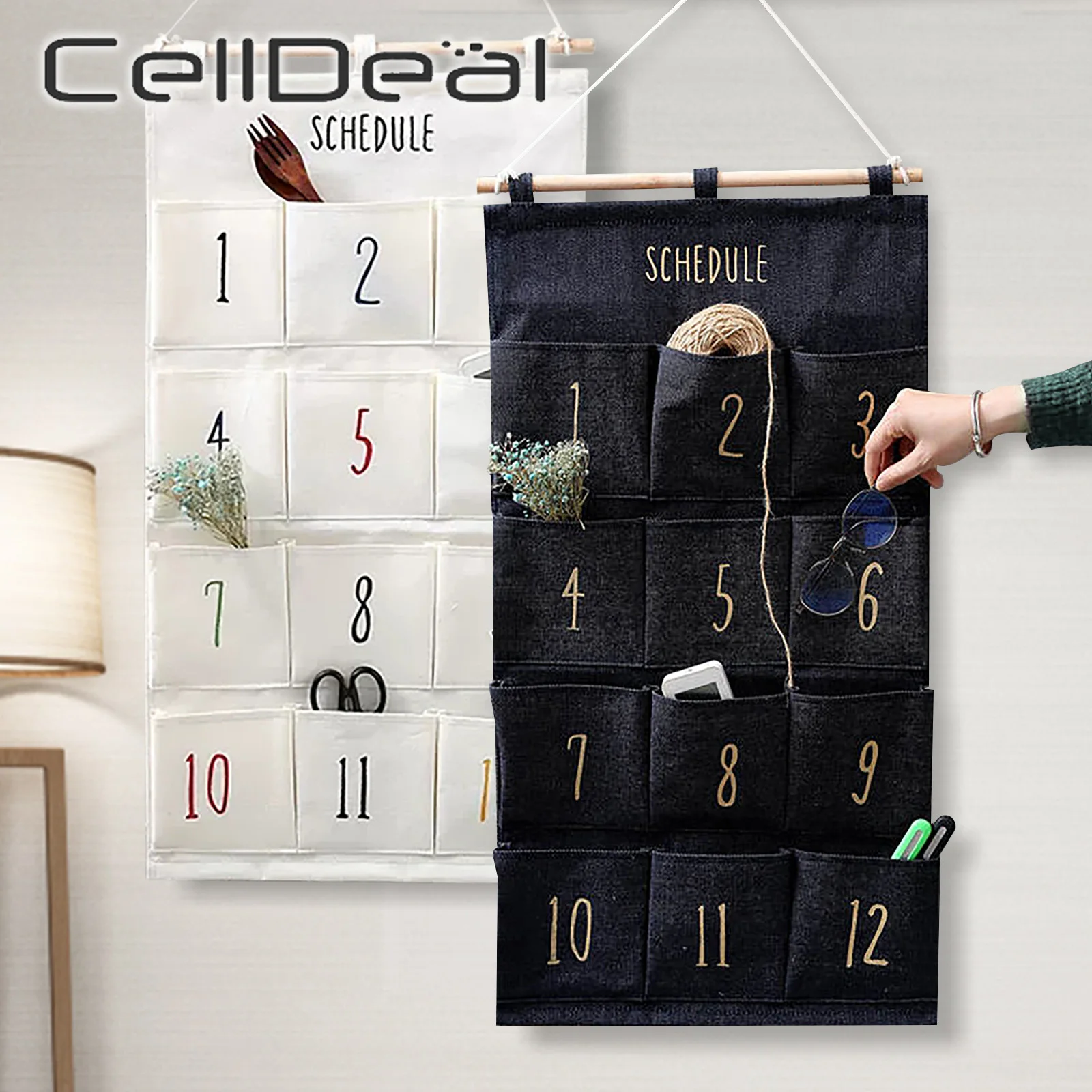 

8/12 Pocket Hanging Storage Bag Pocket Over Door Organizer Multi-function Sundries Organizer Bag Cotton Cloth Toy Container