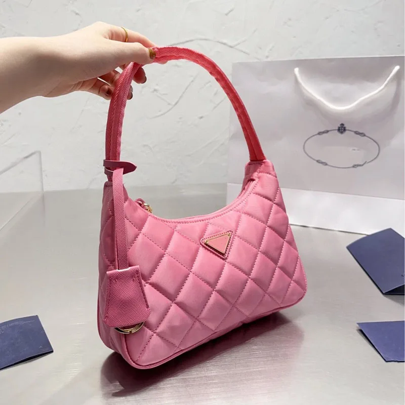 

CYY Spring New Triangle Canvas Bag Oxford Underarm Bag Fashion Hobo Bag Shoulder Bag Pink Handbag for Women