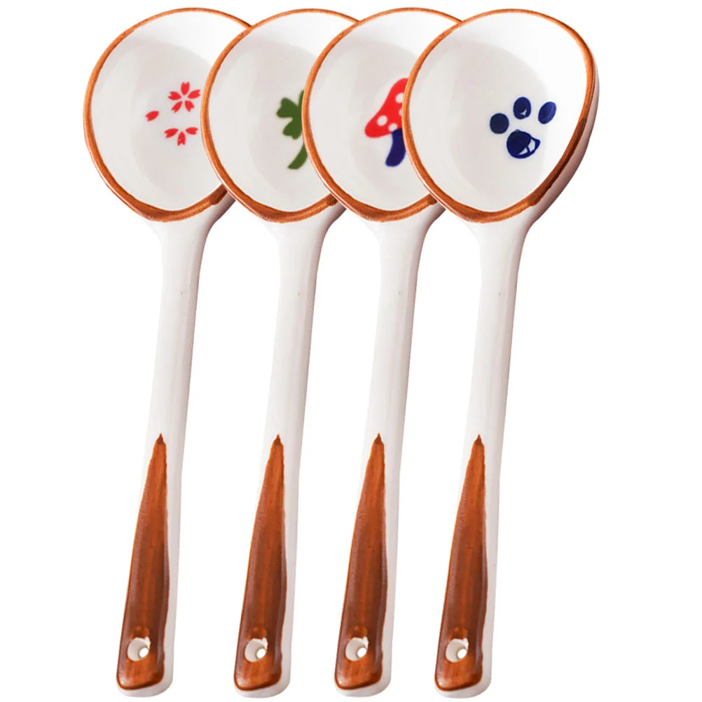 

Spoons Spoon Ceramic Ramen Soup Japanese Sugar Dinnerware Utensils Kitchen Stirring Ladlessoba Serving Noodle Pho Rice Porridge