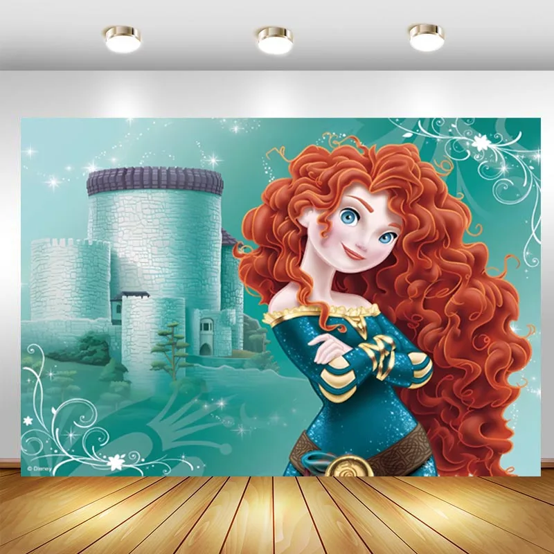 

Disney Princess Merida Backdrop Banner Poster Supplies Brave Theme Custom Photo Background Girls Happy Birthday Party Decoration