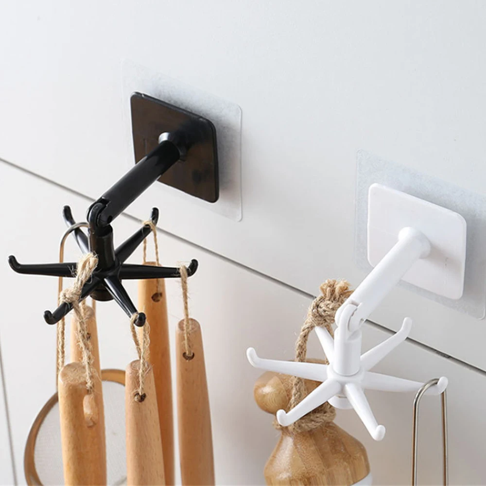 

360 Degrees 6 Claws Hook Punch-free Multi-Purpose Rotated Rotatable Rack Of Home Kitchenware Hanging Bathroom Accessories