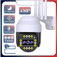 4mp wifi ip camera 3 lens ptz cctv security protection cam cctv night version auto tracking 4x zoom surveillance cam