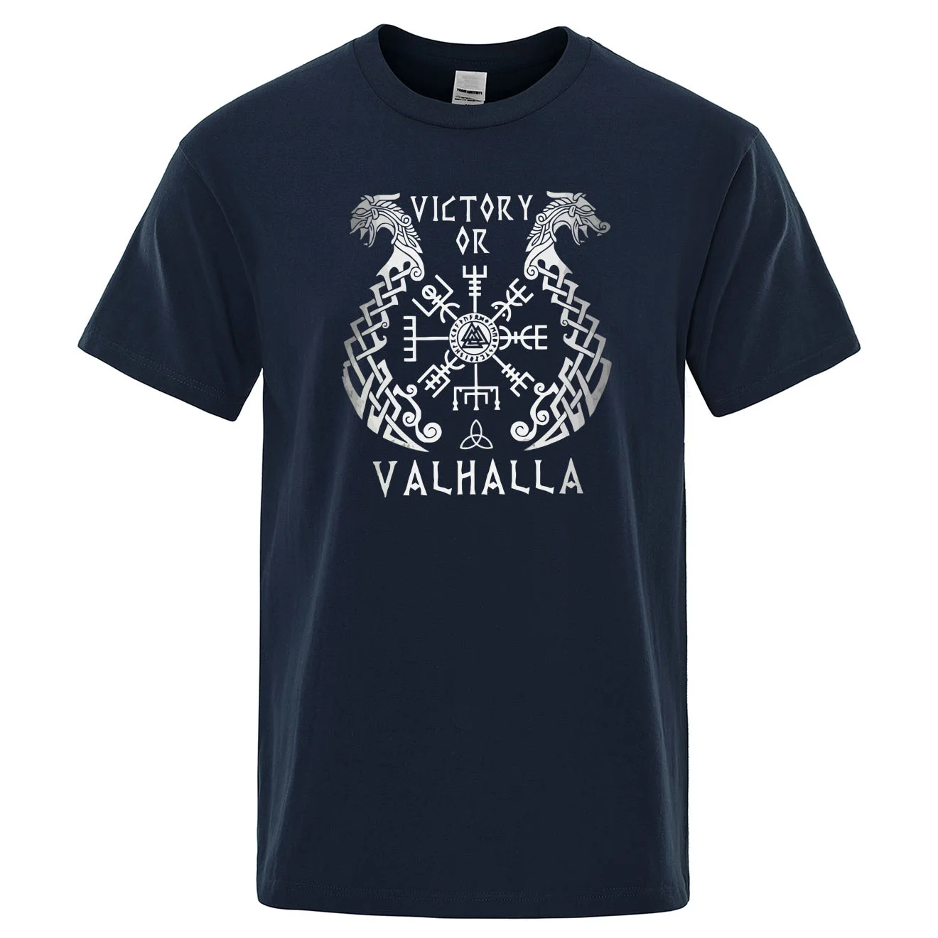 

Camiseta de manga corta con estampado de la leyenda Vikinga para hombre, camisa clásica Retro de algodón, Tops de Valhalla Odin,