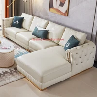 luxury leather corner sofa minimalist living room furniture apartment leather art sofa set soft chaise longue couch