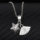 Ожерелье из серебра 925 пробы, в виде ракушки, с пятиконечной звездой