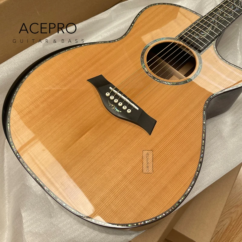 

Ps14 Solid Cedar Wood Top Acoustic Guitar Ebony Fingerboard Real Abalone Inlays Bindings Cocobolo Back & Sides Gold Tuners