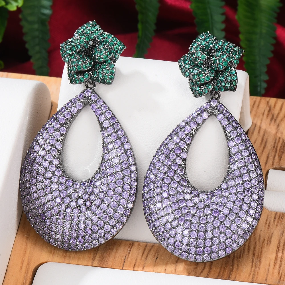 

Siscathy Luxury Waterdrop Pendant Earrings For Women Wedding Cubic Zirconia Dubai Bridal Earrings Costume Jewelry Gift Summer