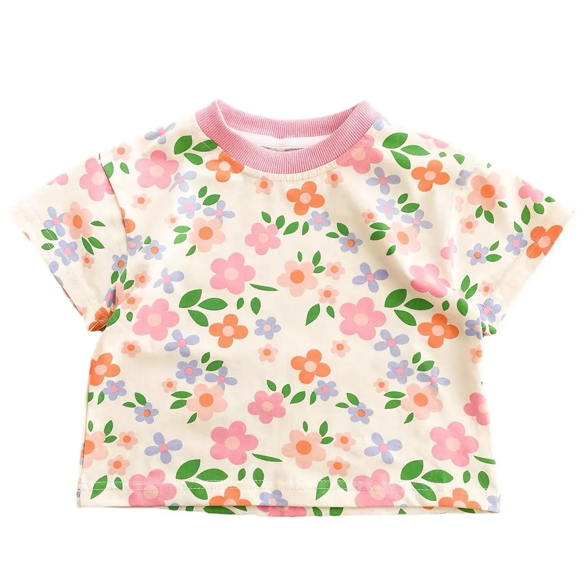 

Baby girls children fashion exotic colors floret tops baby kids girls summer clothes new cotton short sleeve T-shirts P4 675