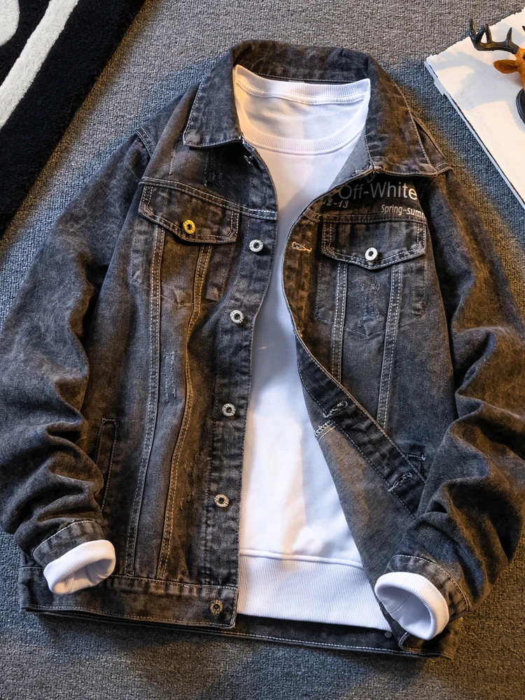 Spring New Handsome Denim coat Men's Fashion Brand Korean Slim fit Cargo Jacket Youth Casual Pu