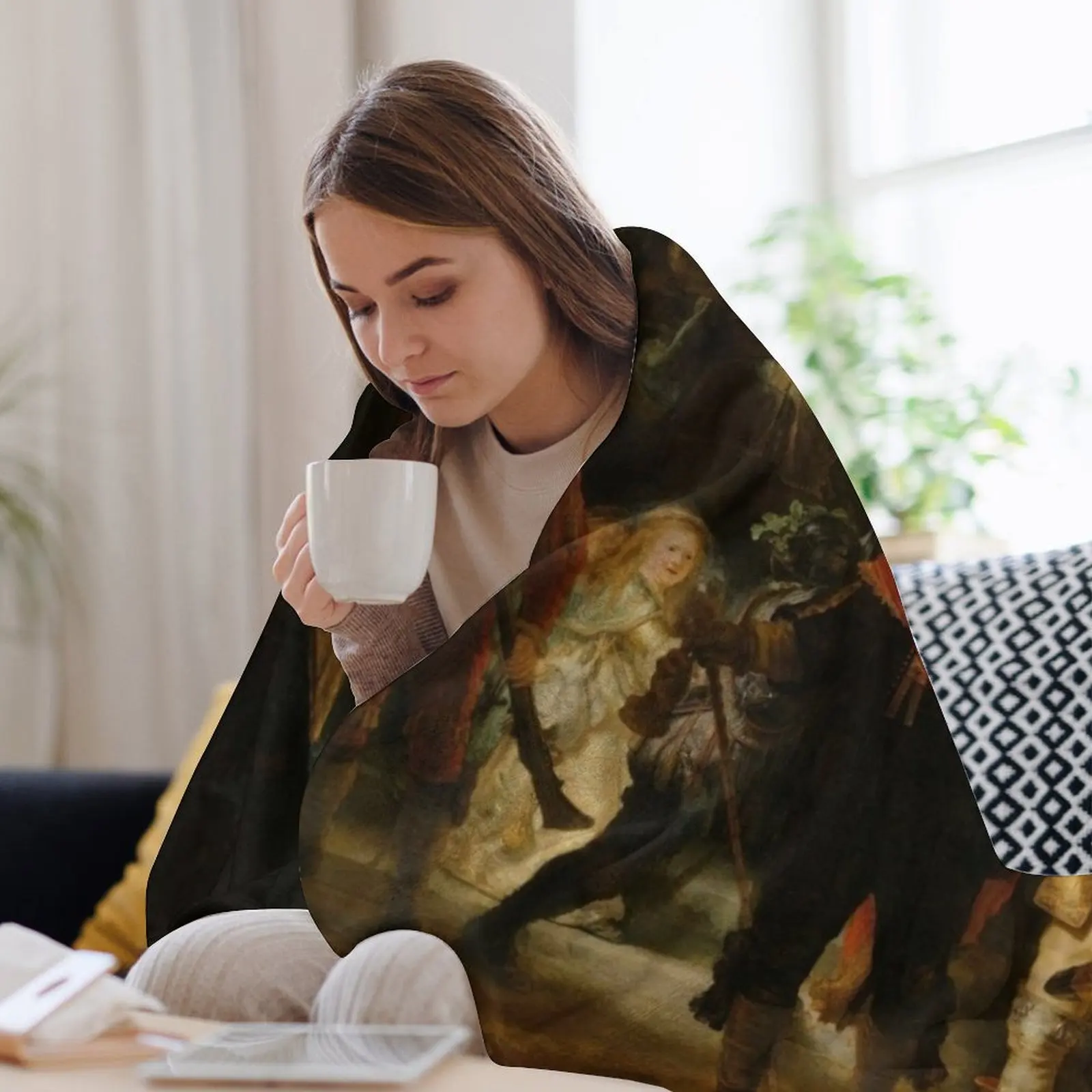 Ночные часы Rembrandt van Rijn ( Nacht...”!) Плед Одеяла Диваны Украшения Фланелевые одеяла