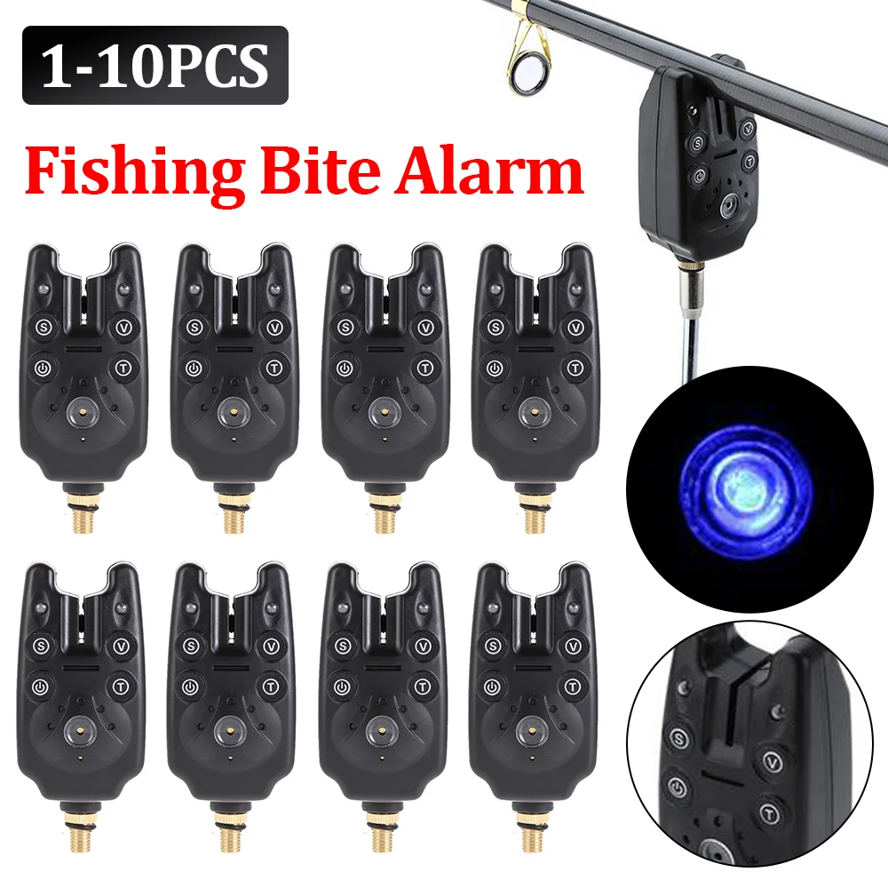 Allarme per morso di pesca sensibilità del Volume regolabile suono allarme per morso di pesce canna da pesca Swingers con 2 attrezzi da pesca impermeabili a LED