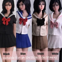 16 scale sexy student uniform suit sailor style bow shirt and mini pleated skirt clothes set for 12 action figure body s44 s45