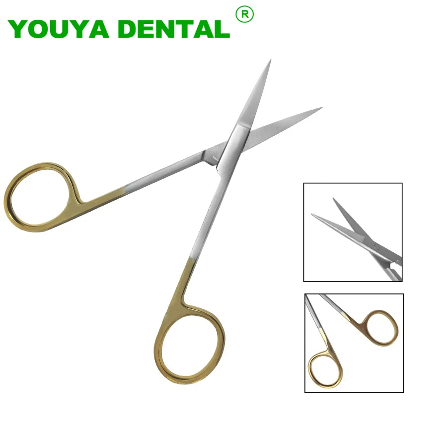 

Dental Surgical Scissors Straight/Curved Tip Forceps Stainless Steel Gold Plated Handle Dentist Tools Dentistry Lab Instrument