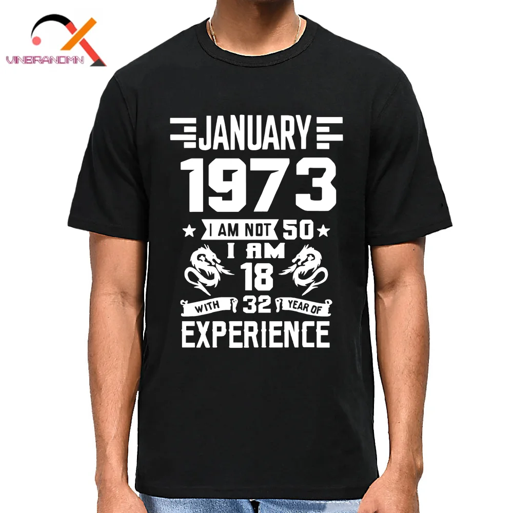 

Футболка мужская винтажная в стиле ретро, забавная рубашка для детей в возрасте от 50 лет и 32 года опыта, 1973 января, 1973