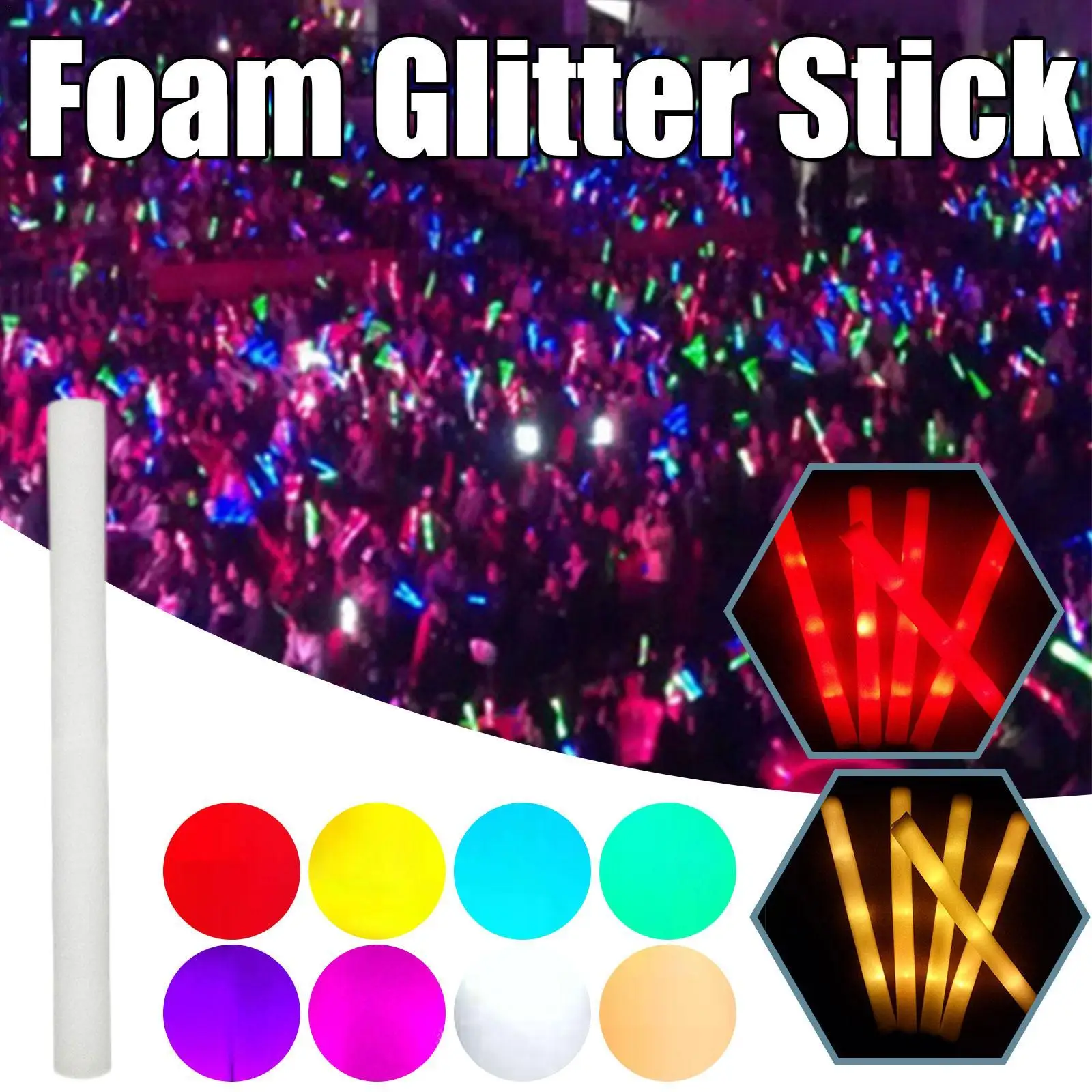 

LED Colorful Foam Stick Glow Sticks Luminous Sponge Rod Fluorescence Glow Sticks Halloween Party Decor Supplies