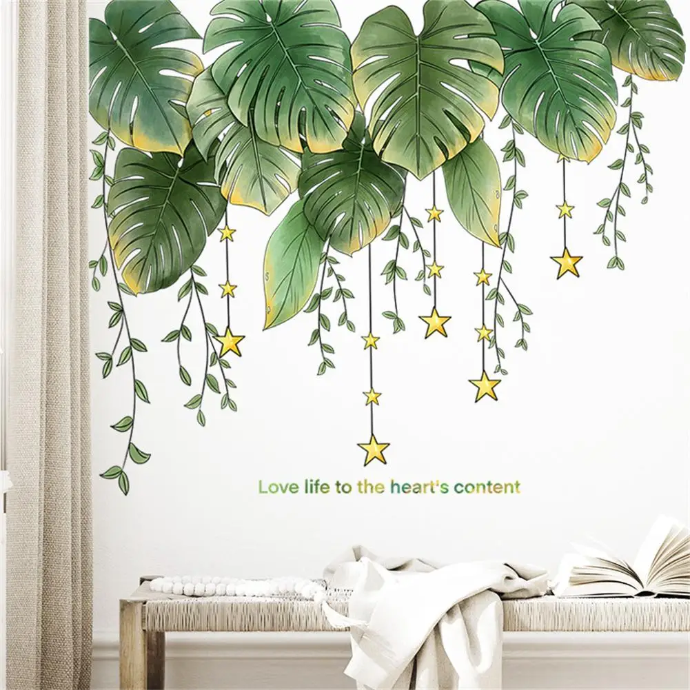 

Tropical Wall Decals Palm Leaf Wall Stickers for Living Room Green Plants Wall Decor Posters Vinyl Peel and Stick for Bedroom