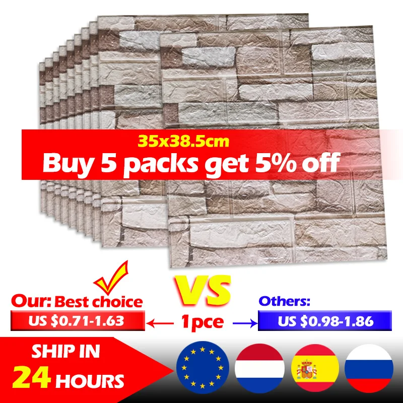 

3D Brick Wall Stickers Wallpaper Decor Foam Waterproof Self Adhesive Ceiling Wall Covering For Kids Living Room DIY Background