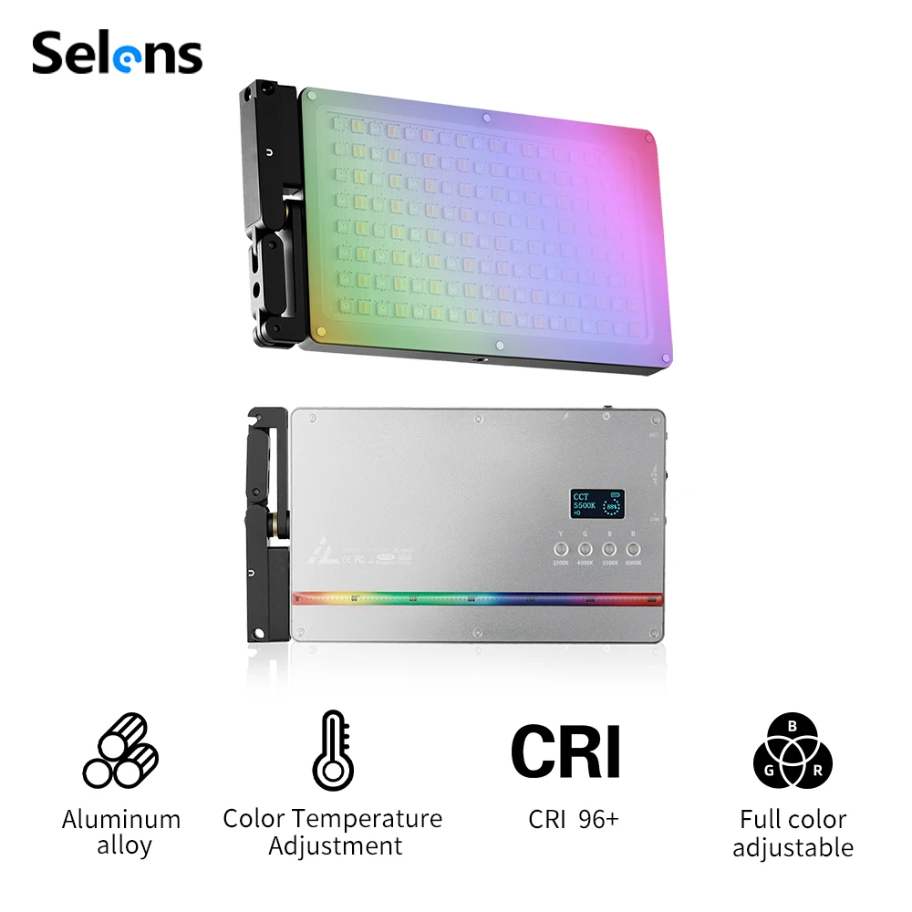 

Selens Multifunction RGB LED Video Light Photography Fill Camera Lighting Panel Rechargeable Photography lamp For live streaming