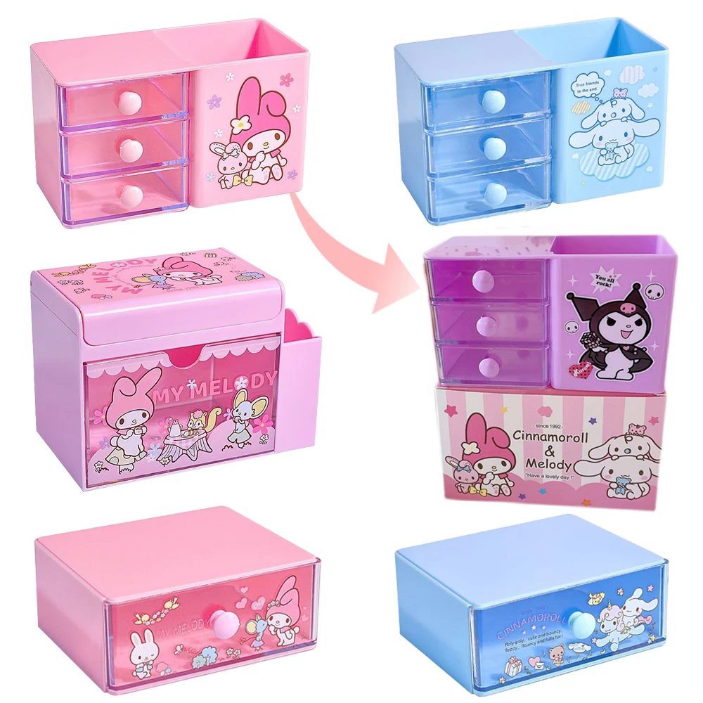 Sanrioed My Melody Cinnamoroll Kuromi аниме коробка для хранения Kawaii держатель ручек ящик
