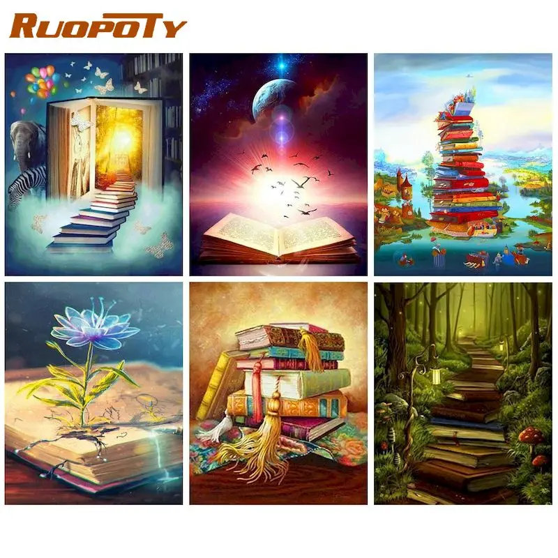 

RUOPOTY Pictures By Number Scenery Kits Home Decor Painting By Numbers Book Drawing On Canvas HandPainted Art DIY Gift
