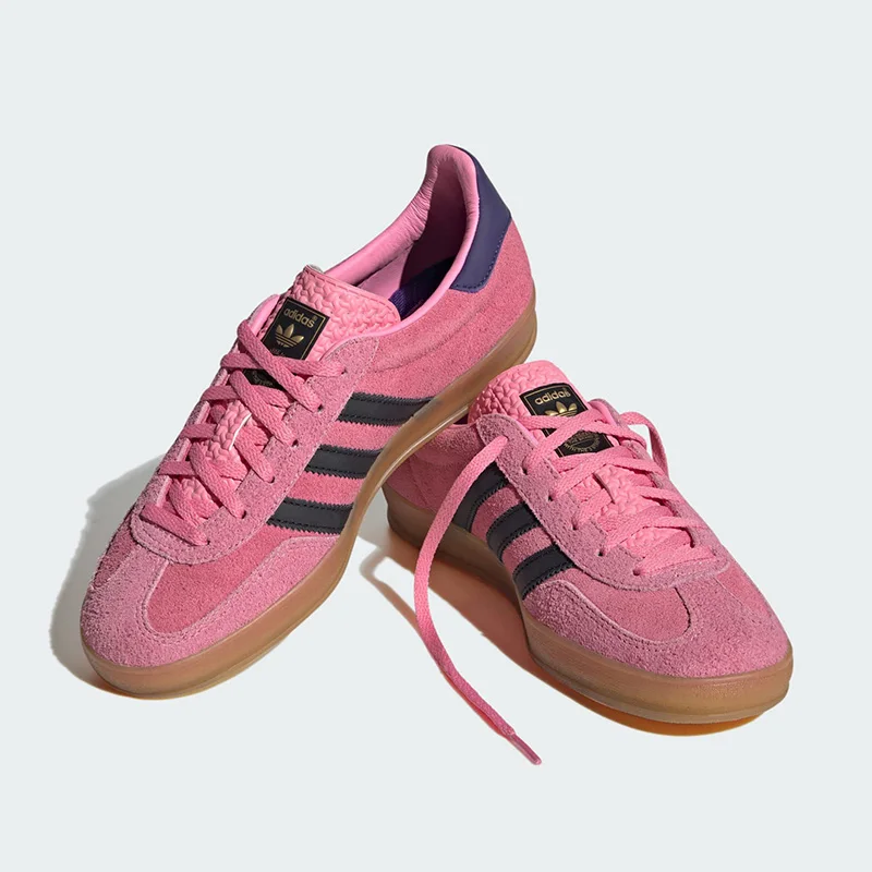 Фото Женские синие замшевые кеды Adidas Originals KH6038 с тремя белыми полосками, низкие, с резиновой подошвой, винтажные, повседневные, для прогулок №3