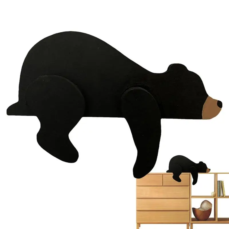 

Forest Animal Wood Crafts Handmade Wooden Bear Wooden Black/Brown/White Bear Desktop Ornament For Bookshelf And Fireplace
