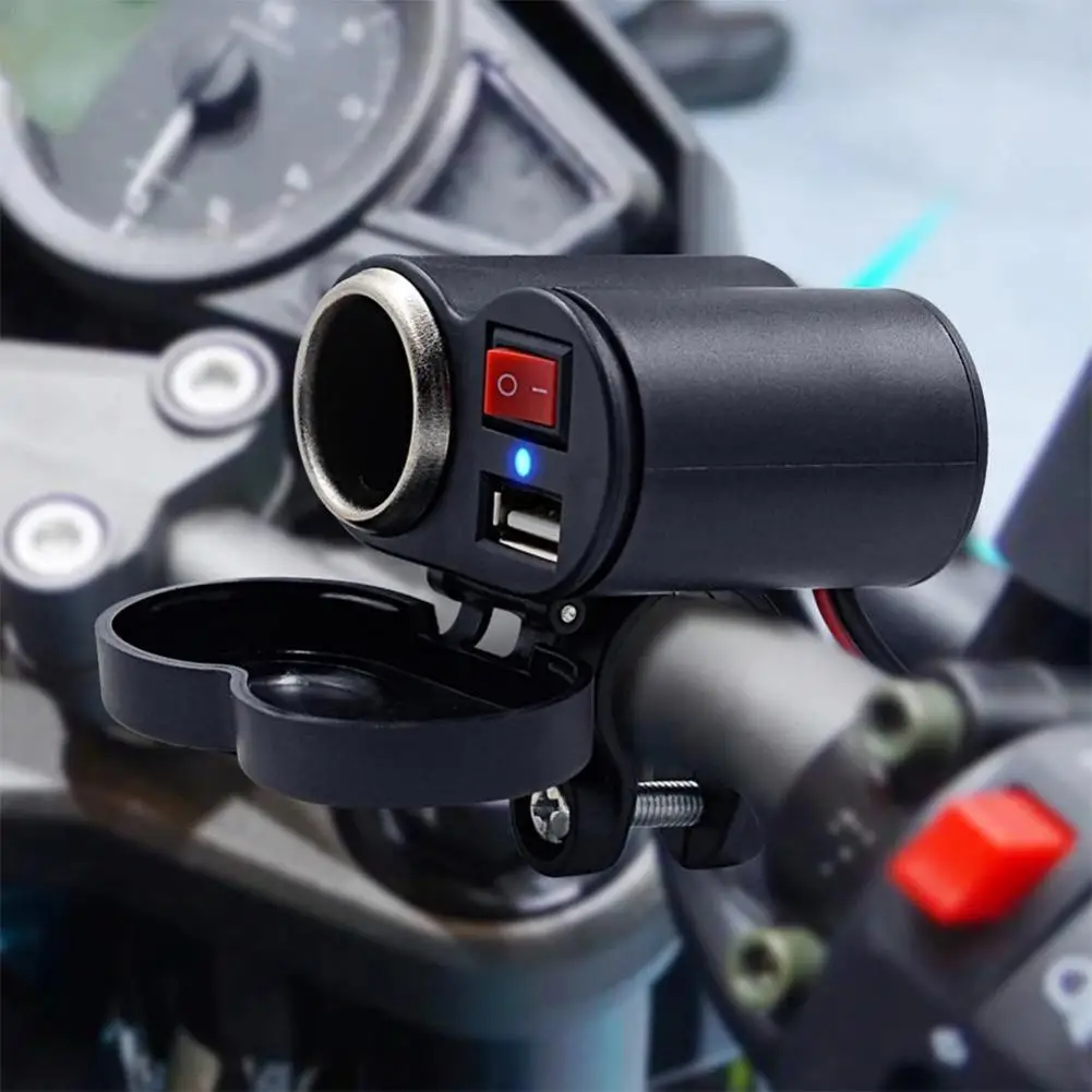 

Waterproof USB Motorcycle Handlebar Charger With Lighter Adapter Power Supply Socket for Phone Mobile