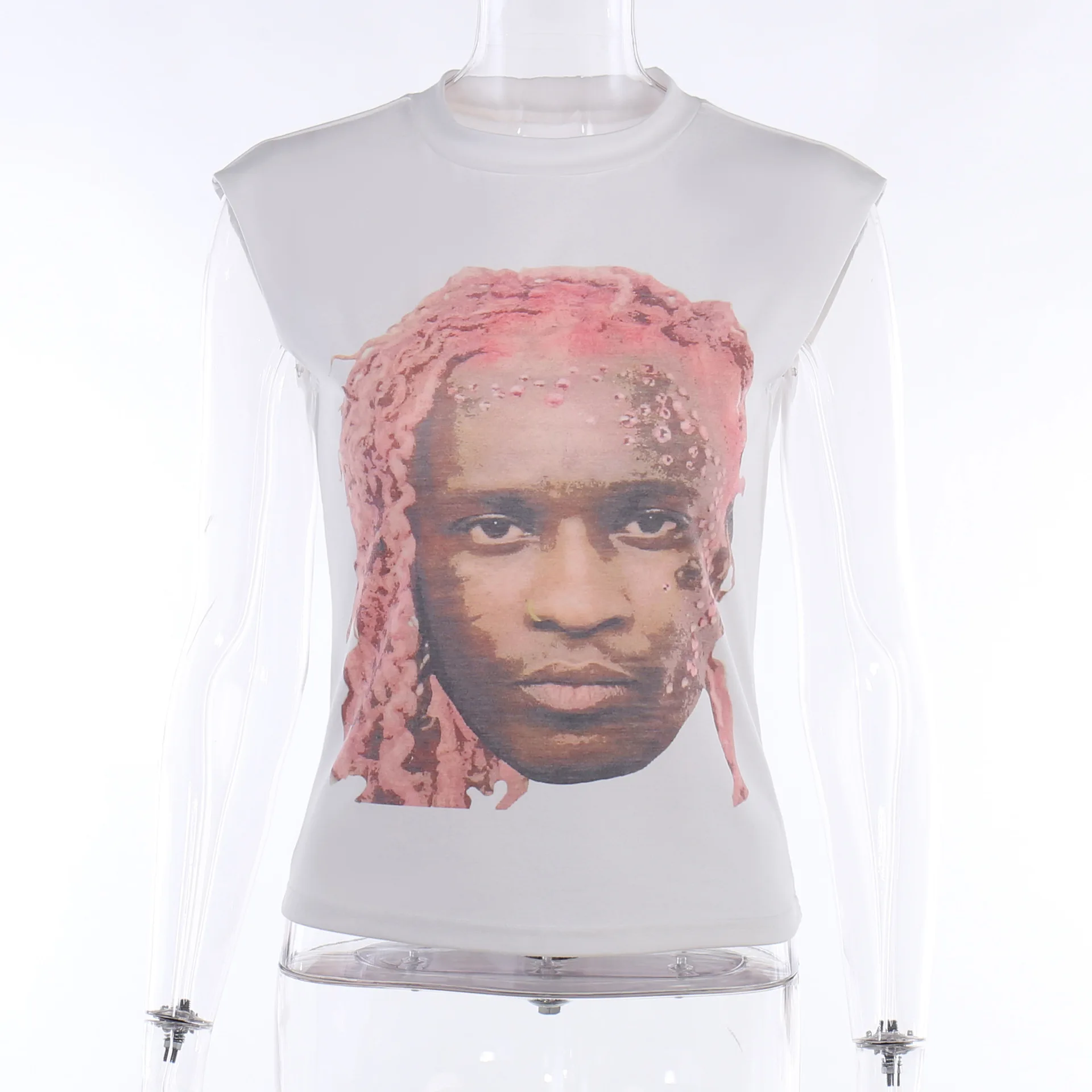 

Women Top Casual All-match Slim Portrait Print Sleeveless Tank Top For Women Summer T-shirt Y2k