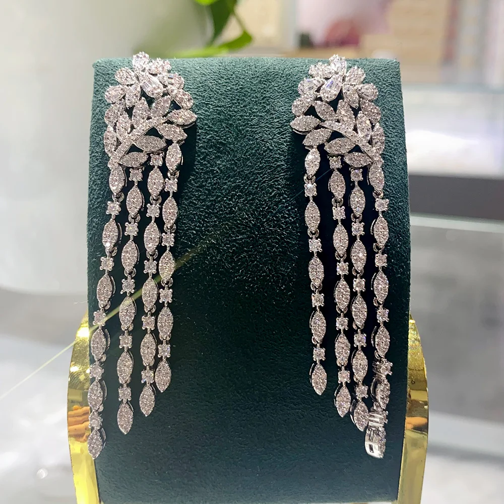 Женские длинные серьги-подвески GODKI модные роскошные серьги с кубическим