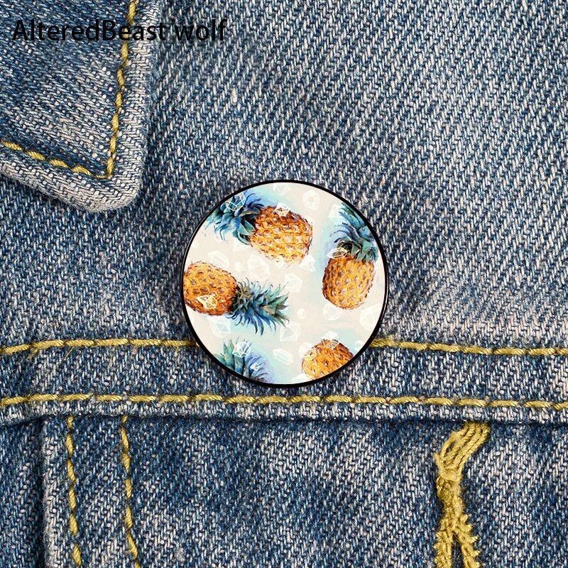

Pineapples Crystals Pin Custom Funny Brooches Shirt Lapel Bag Cute Badge Cartoon Cute Jewelry Gift for Lover Girl Friends