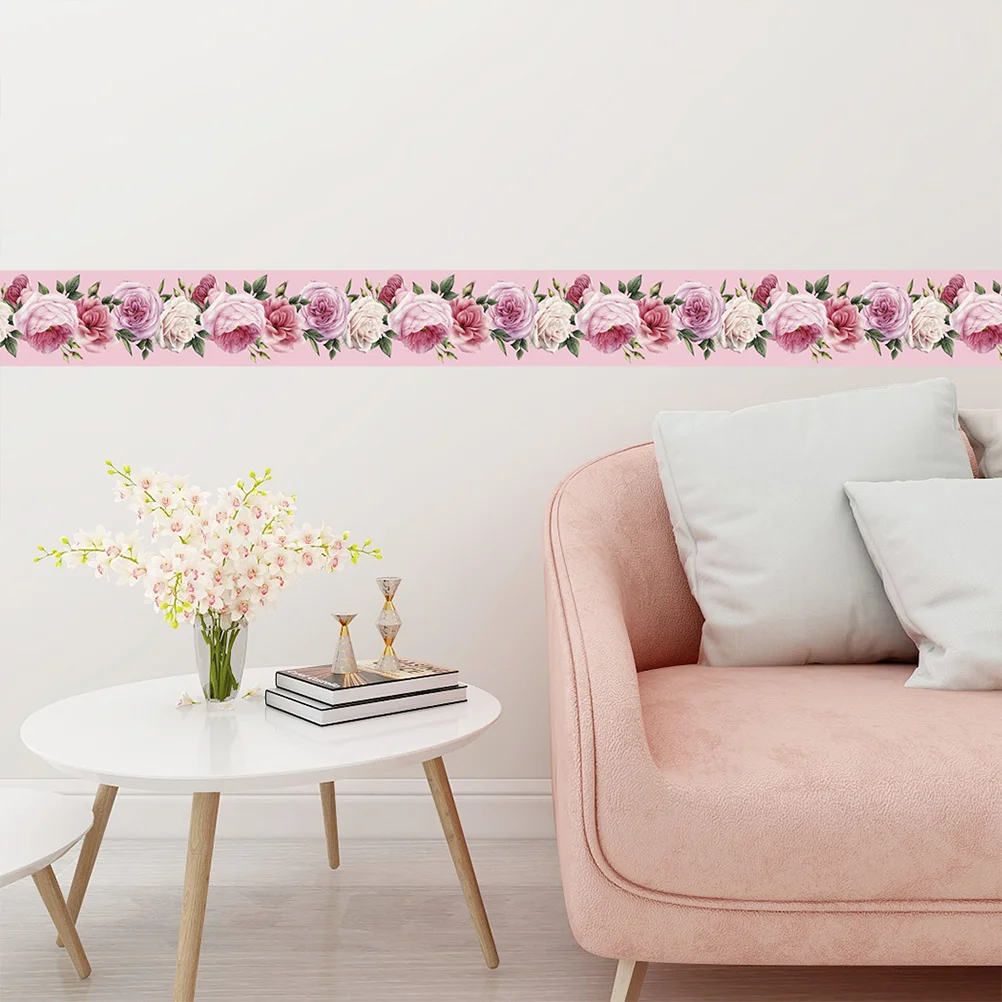 

Wall Wallpaper Border Sticker Flower Floral Decal Borders Adhesive Waistline Decorative Tiles Self Room Farmhouse Range Skirting