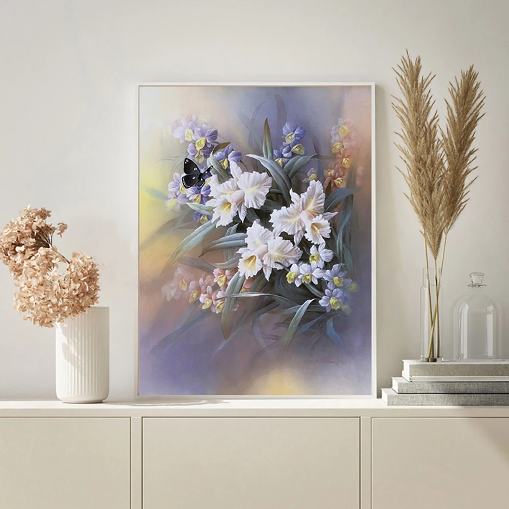 

5D DIY Diamond Painting Beautiful Flowers and Butterflies Cross Stitch Kits Full Diamond Embroidery Art Wall Painting Home Decor