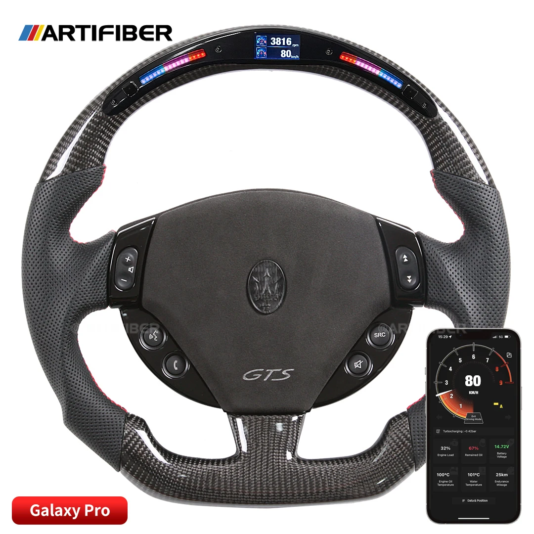 

100% Real Carbon Fiber LED Steering Wheel for Maserati Granturismo,Ghibli,Levante，Turismo，Quattroporte,GranCabrio,