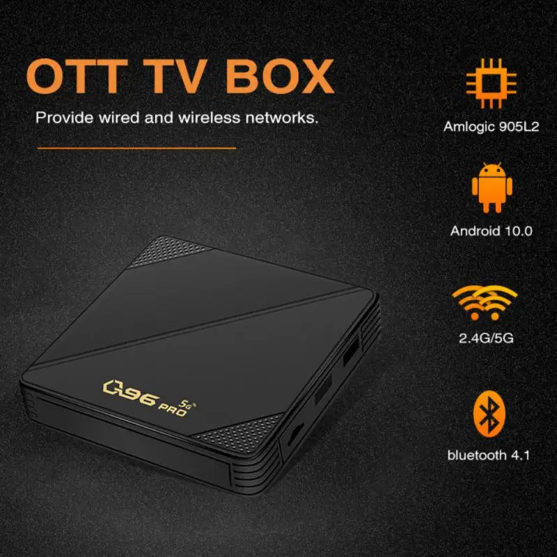 

4K Network Player Set-top Box 2.4G Q96 P-RO Smart TV Box WiFi Media Player Smart Android Remote Control Box Theater TV Receivers
