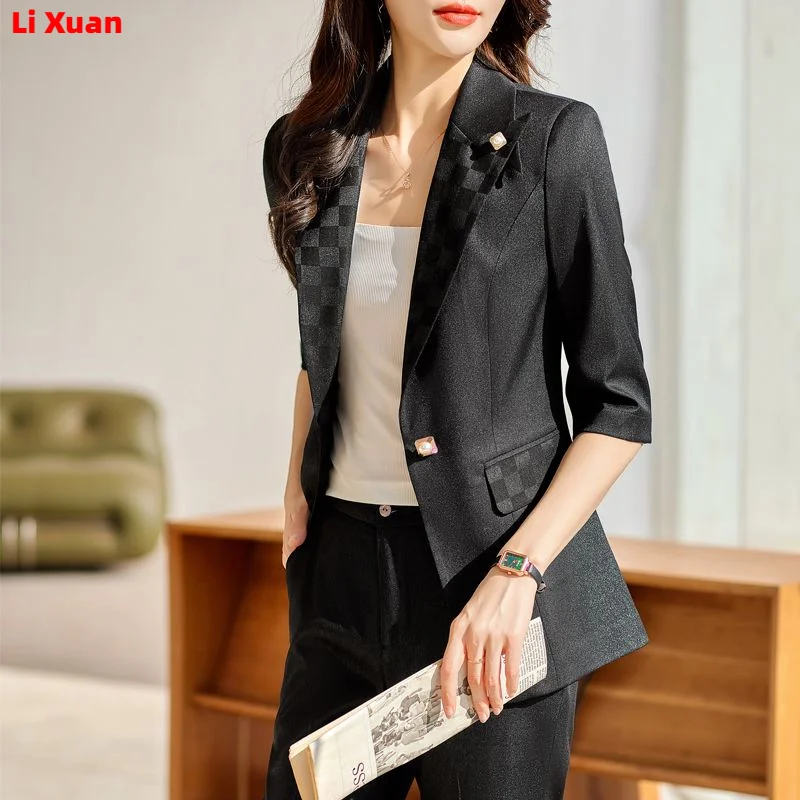 Superior Quality  Spring Formal Ladies Fashion Blazer Women Business Suits with Sets Work Wear Office Casual  Pants Jacket  Suit