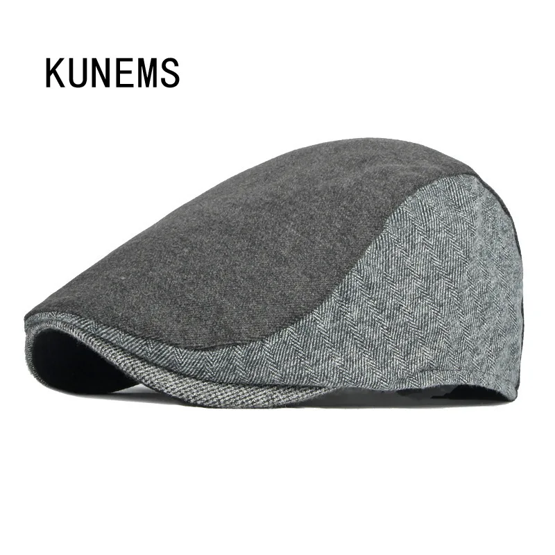 

KUNEMS Winter Fashion Cotton Newsboy Hats for Men Boina Retro Stitching Beret Casual Warm Dad Hat Flat Cap Gorras Hombre