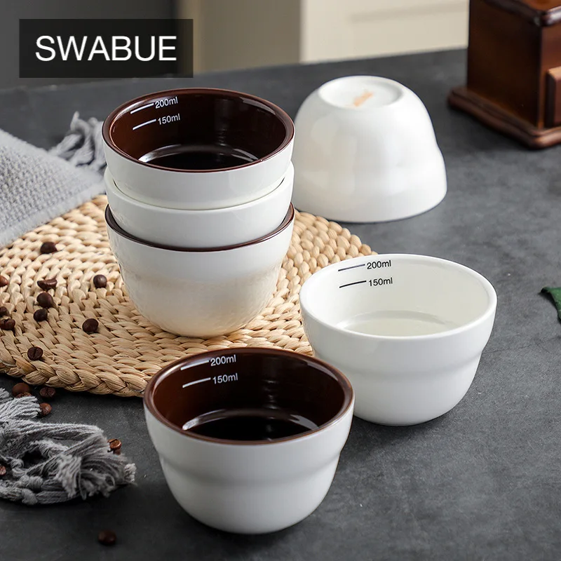 

Swabue Coffee Tea Measuring Cup Shaped Taste Evaluation Test Bowl Barista Professional Ceramic 200ml Household Porcelain Mug