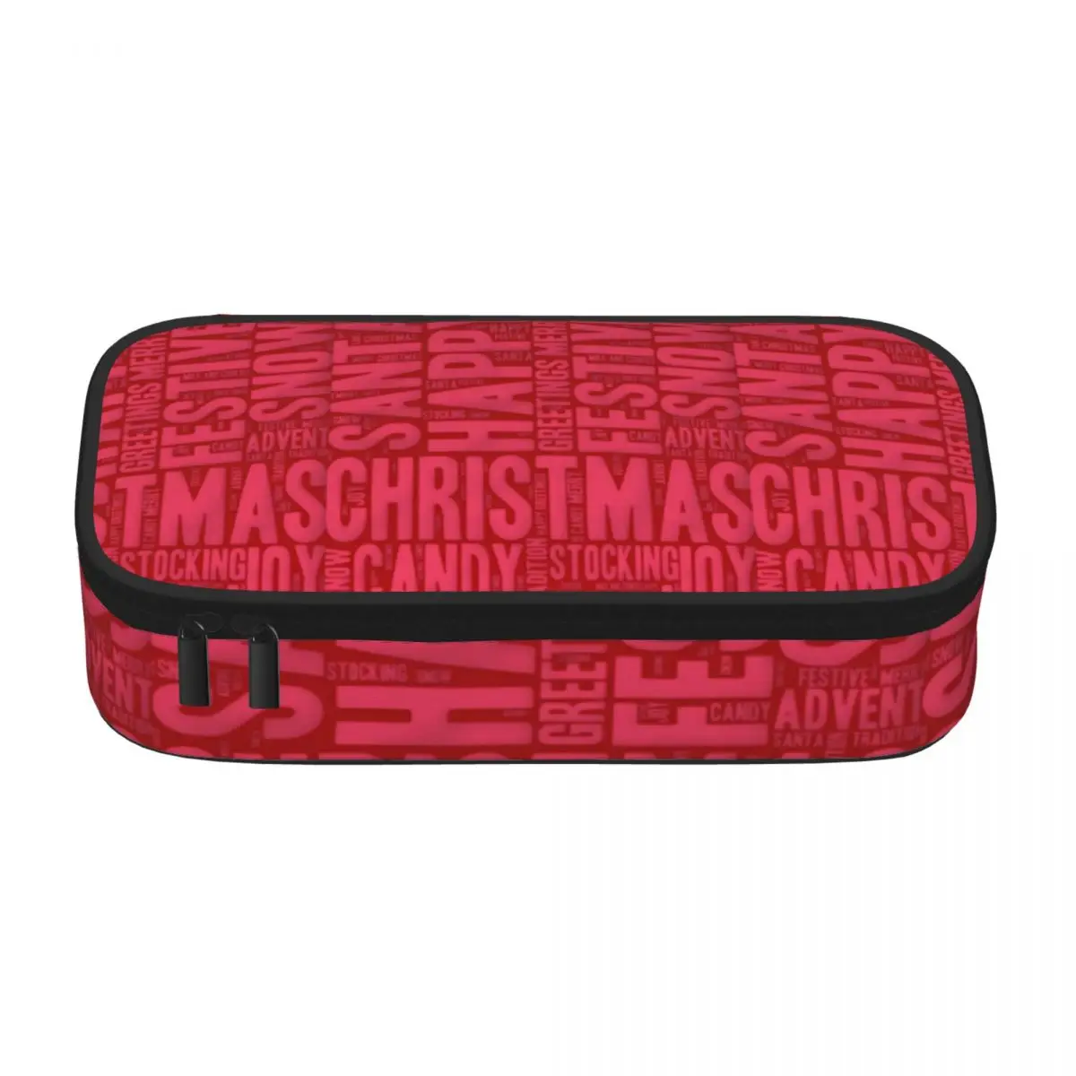 Christmas Word Art Pencil Case Red and Pink Large Fashion Zipper Pencil Box Girls Boys Back to School Pen Bags