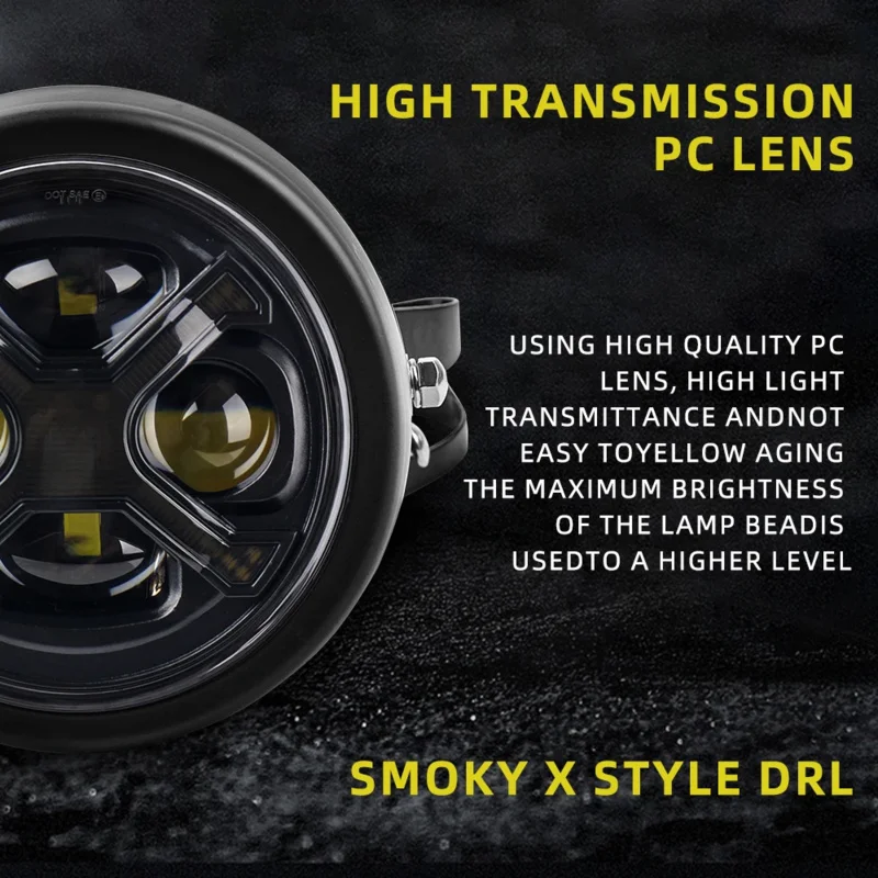 Фото Фара DRL Smoky Black X-Style — комплект светодиодов 5,75 дюйма, подходит для Honda CT125 JA65 Hunter Cub №2