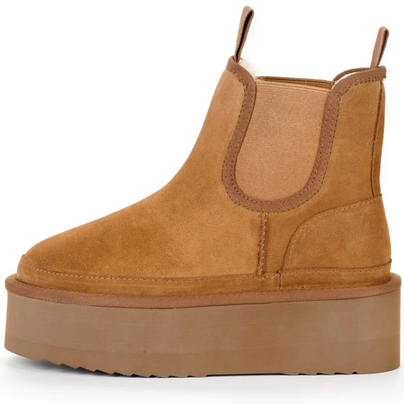 

Женские ботинки челси, новинка зимы 2022, Повседневная Удобная обувь на платформе, базовые плюшевые теплые хлопковые ботинки в стиле ретро, же...