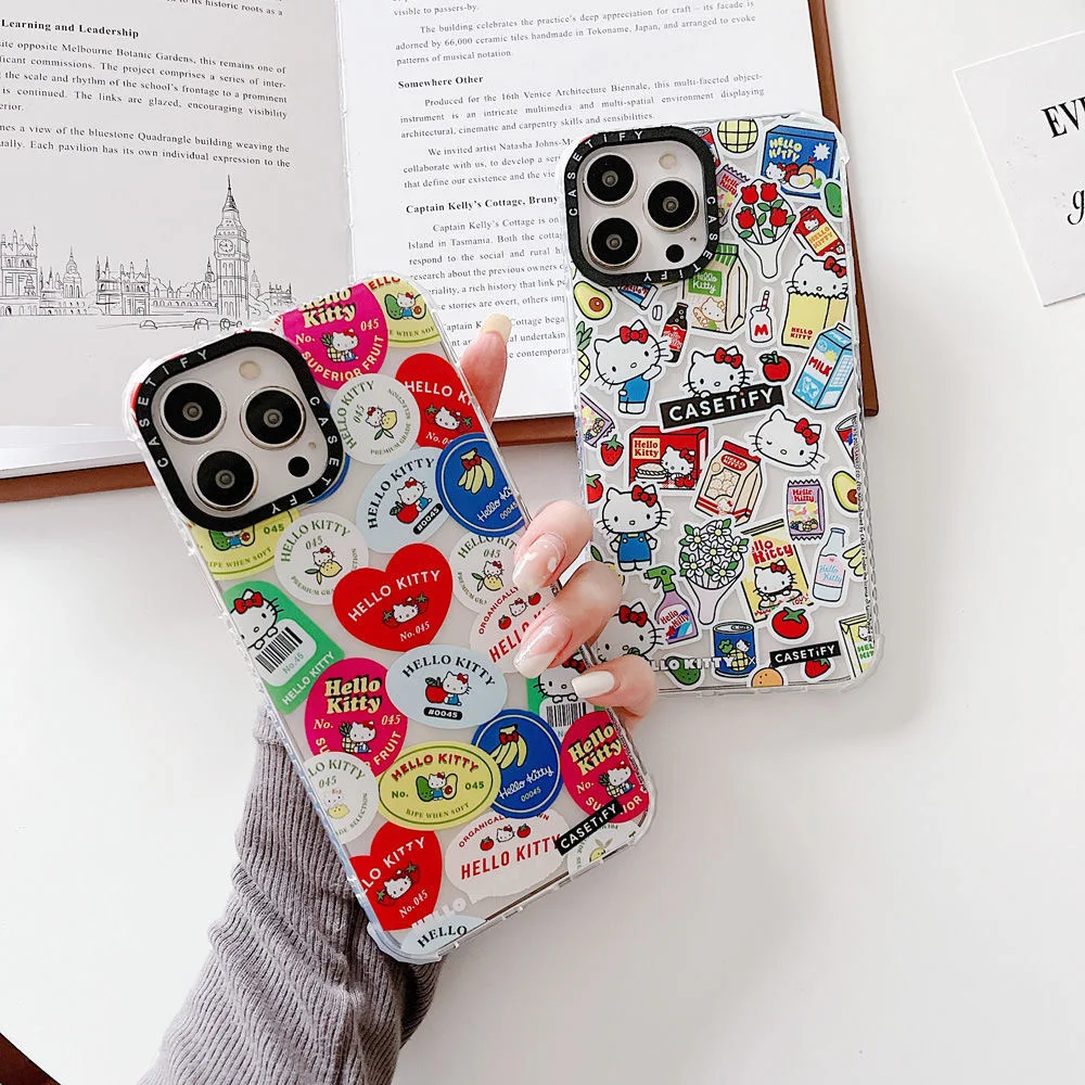 

Kawaii Sanrio Hello Kitty Phone Case For Iphone 11 12 13 14 Pro Max X Xs Xr 7 8 Plus SE 2020 Y2k Girl Cartoon Clear Anti-drop